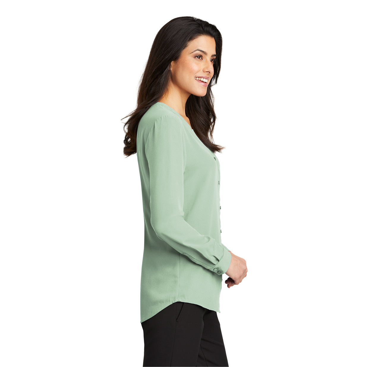 Port Authority Ladies Long Sleeve Button-Front Blouse