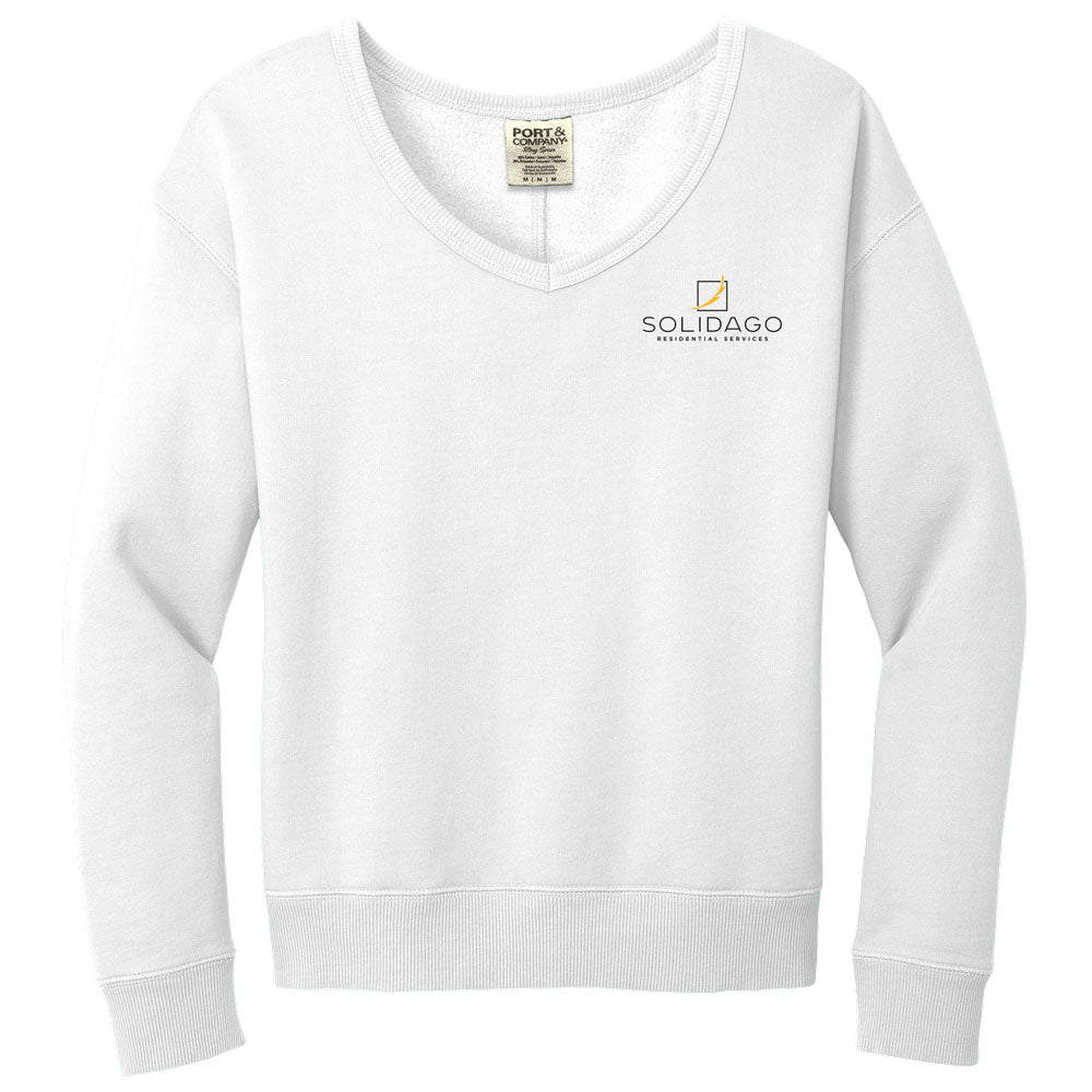 Ladies Beach Wash® Garment-Dyed V-Neck Sweatshirt