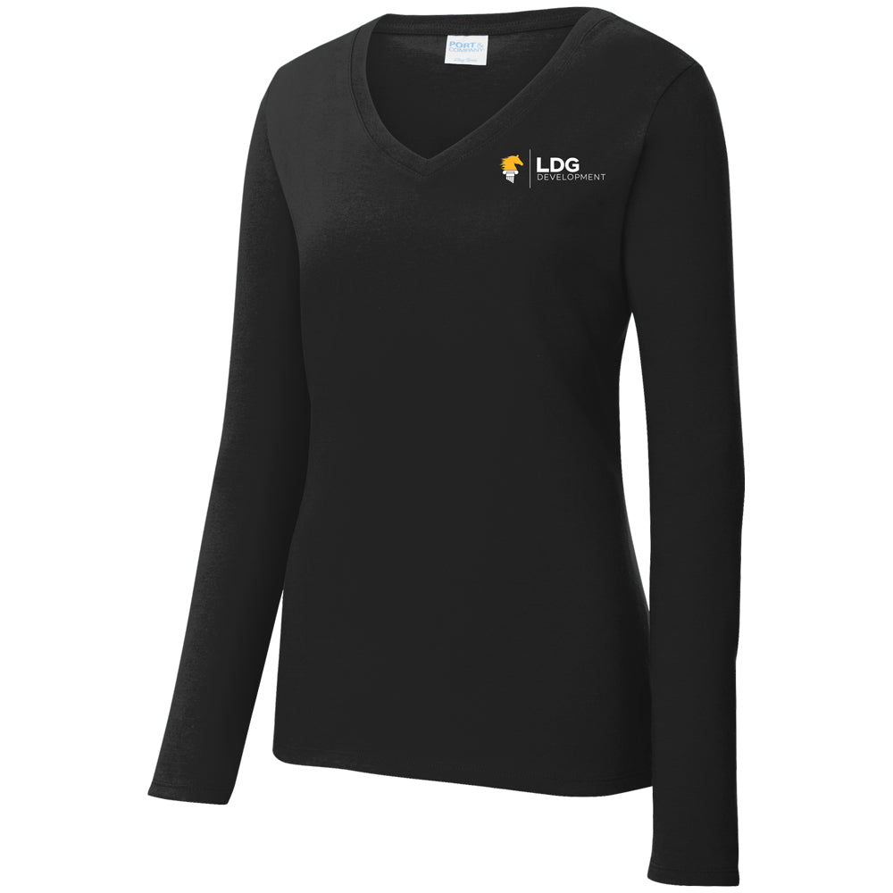 Port & Company® Ladies Long Sleeve Fan Favorite™ V-Neck Tee