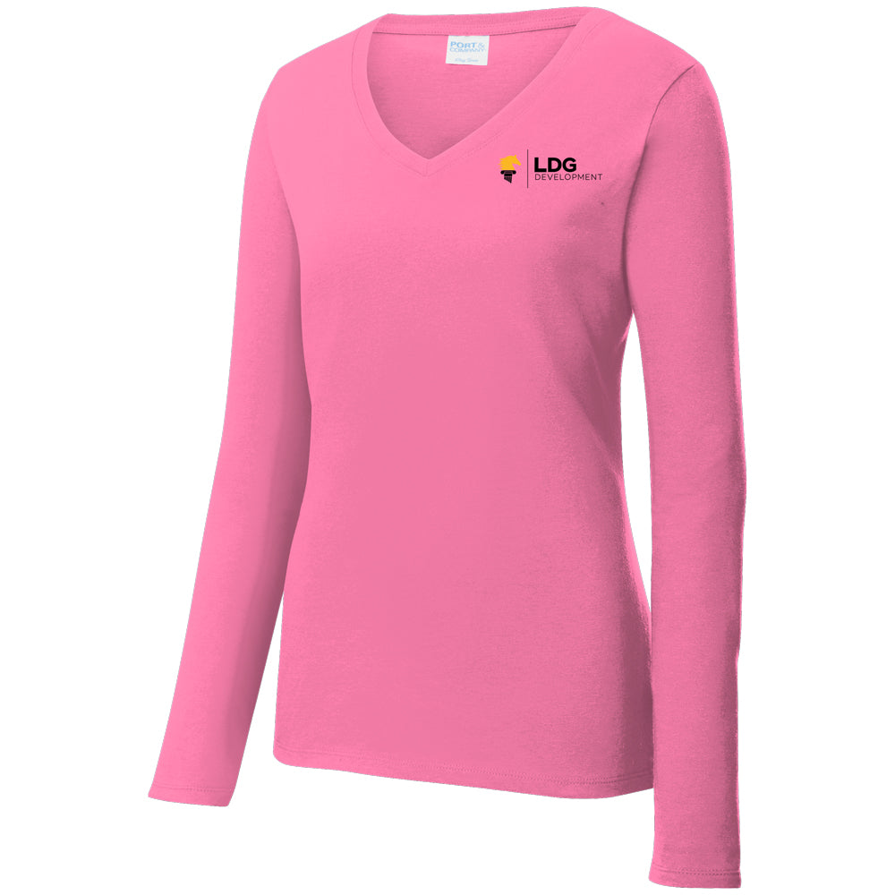 Port & Company® Ladies Long Sleeve Fan Favorite™ V-Neck Tee