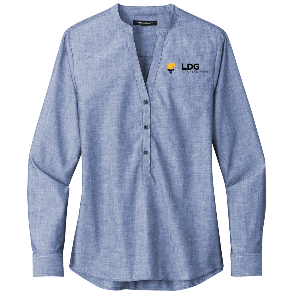 PA Ladies Long Sleeve Chambray Easy Care Shirt