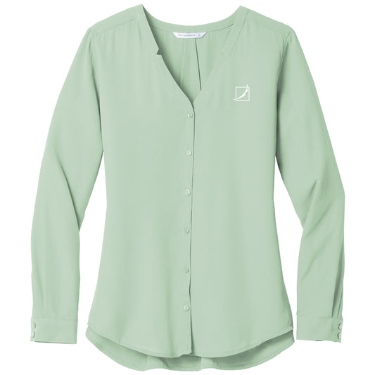 Port Authority Ladies Long Sleeve Button-Front Blouse